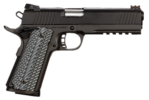 Rock Island 51485 Tac Ultra FS 45 ACP Caliber with 5" Barrel, 8+1 Capacity, Overall Black Parkerized Finish Steel, Picatinny Rail/Beavertail Frame, Serrated Slide & Black & Gray G10 Grip               Rock Island 51485 Tac Ultra FS 45 ACP Caliber with 5" Barrel, 8+1 Capacity, Overall Black Parkerized Finish Steel, Picatinny Rail/Beavertail Frame, Serrated Slide & Black & Gray G10 Grip