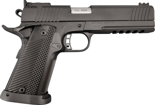 Rock Island 56645 Pro Ultra Match 9mm Luger Caliber with 5" Barrel, 17+1 Capacity, Overall Black Parkerized Finish Steel, Picatinny Rail/Beavertail Frame, Serrated Slide & Black G10 Grip              