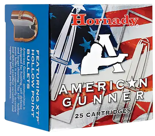Hornady 90224 American Gunner  9mmLuger+P 124gr Hornady XTP Hollow Point 25 Per Box/10 Case                                                                                                             