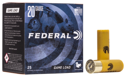 Federal H20075 Game-Shok Upland 20Gauge 2.75" 7/8oz 7.5Shot 25 Per Box/10 Case                                                                                                                          