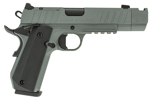 Tisas 10100133 1911 Night Stalker Carry Frame 9mm Luger 10+1 4.25" Black Cerakote Bull Barrel, Gray Cerakote Serrated Steel Slide, Gray Cerakote Steel Frame w/Beavertail & Picatinny Rail              