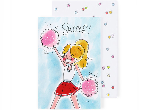 Wenskaart Succes - Cheerleader – Blond Amsterdam
