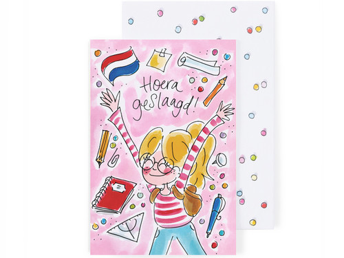 Wenskaart Geslaagd - Hoera Geslaagd – Blond Amsterdam