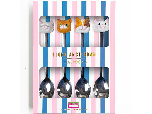 Theelepel Set Van 4 Dier Cat – Blond Amsterdam