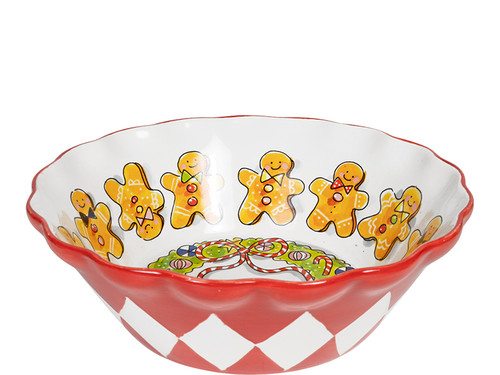 Schaal met wave rand 23cm Kerst Gingerbread man