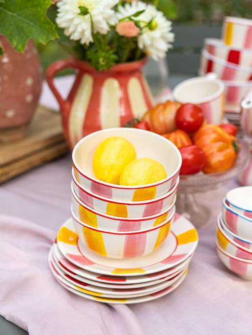 Poke Bowl 15cm Even Bijkletsen Everyday Stripes Pink Yellow