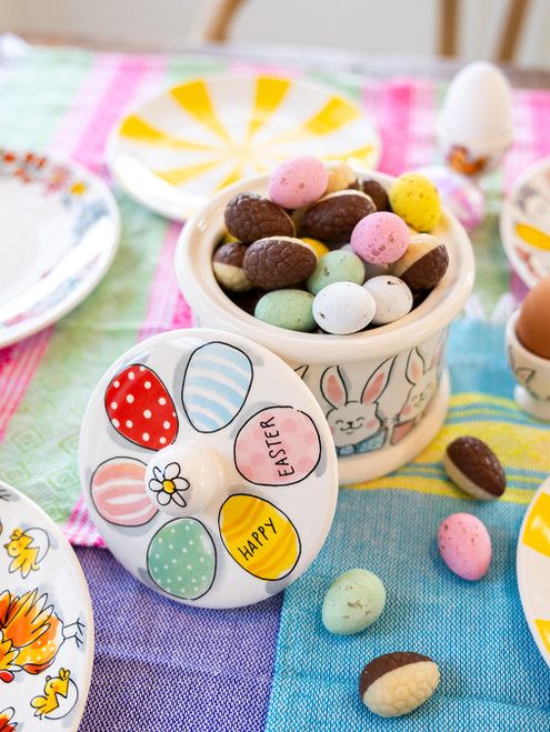 Voorraadpot rond 12,5cm Pasen Paashazen