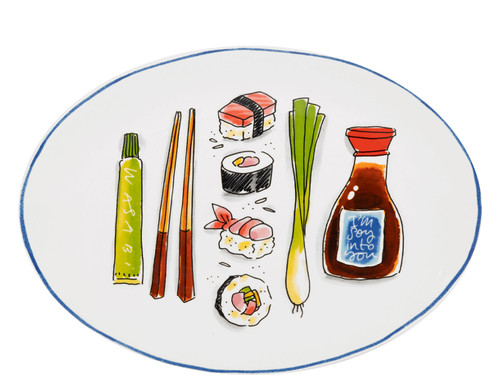 Ovale Bord 27cm Blond Sushi Chopsticks