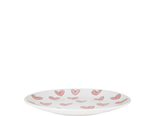 Custom: Bord 22cm Even Bijkletsen Roze Hartjes