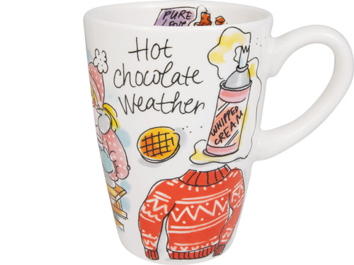 Custom: XL Beker 0,5L & Petit Four Set Even Bijkletsen Hot Chocolate Weather