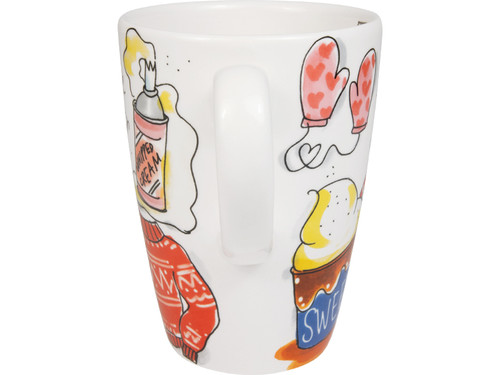 Custom: XL Beker 0,5L & Petit Four Set Even Bijkletsen Hot Chocolate Weather