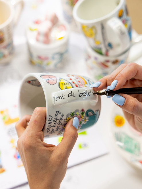 Custom: Cappuccinobeker 0,5l Moederdag met strik