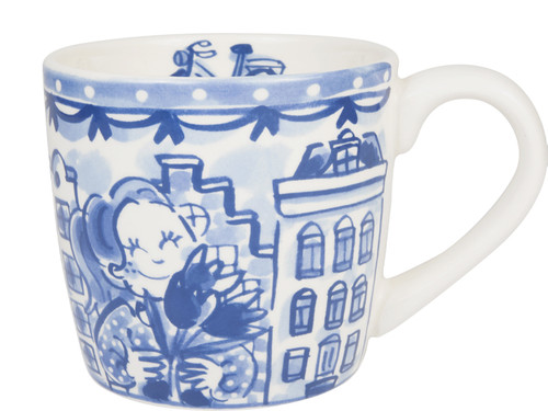 Custom: Cappuccinobeker 0,5L Delfts Blond Grachten & Tulpen – Blond Amsterdam