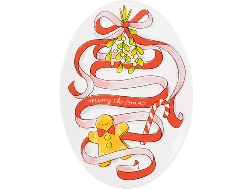 Ovaal Bord 27cm Kerst Strik