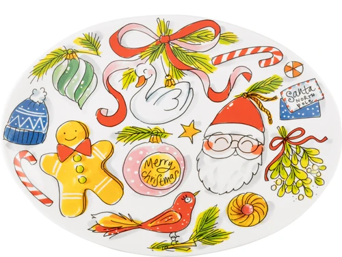 Ovaal Bord 29cm Kerst Strik - Blond Amsterdam - 1