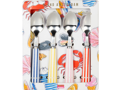Theelepel set van 4 La Plage Strepen