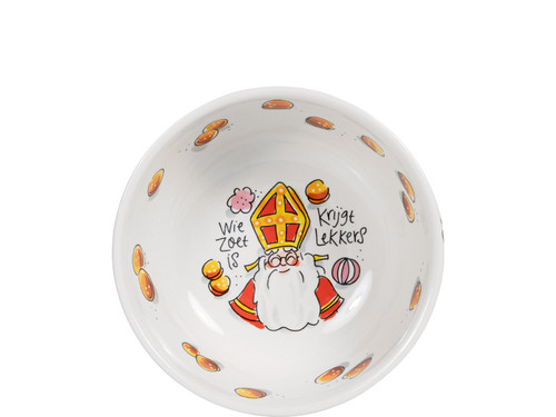 Custom: Kom 15cm Sint Wie zoet is krijgt lekkers
