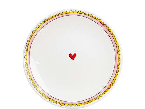 Ontbijtbord ⌀22cm Roze Rand met hartje | Even Bijkletsen | Officiële webshop van Blond Amsterdam