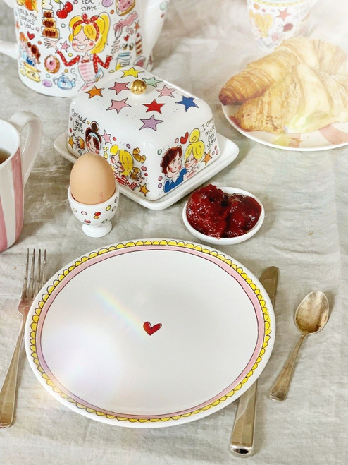 Ontbijtbord ⌀22cm Roze Rand met hartje - Blond Amsterdam - 3
