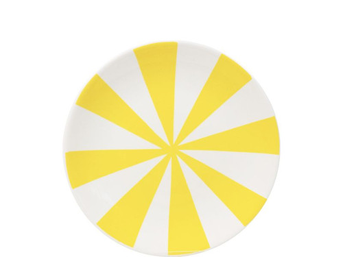 Taartbord Ø18CM gele strepen | Even Bijkletsen | Officiële webshop van Blond Amsterdam