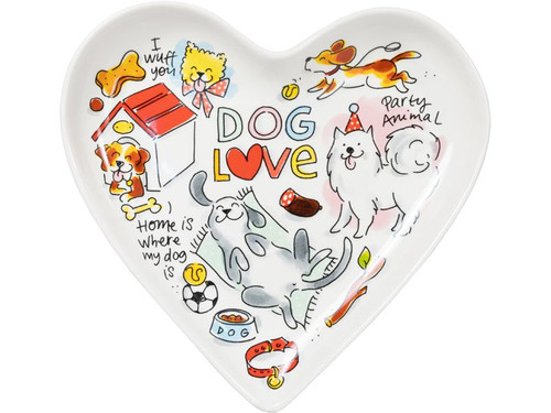 Custom: Hartvormig Bord 22cm Dier Dog Love – Blond Amsterdam