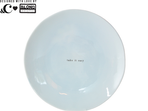 Blauw ontbijtbord - Take it easy – Blond Amsterdam