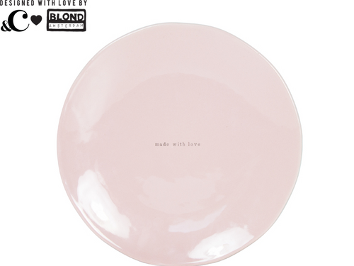 Roze ontbijtbord - Made with love