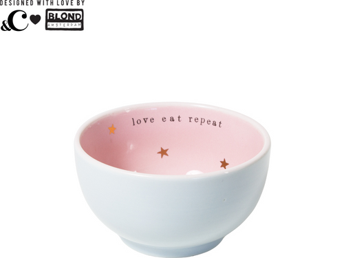 Blauw snack kommetje - love eat repeat – Blond Amsterdam