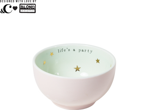 Roze snack kommetje - life's a party