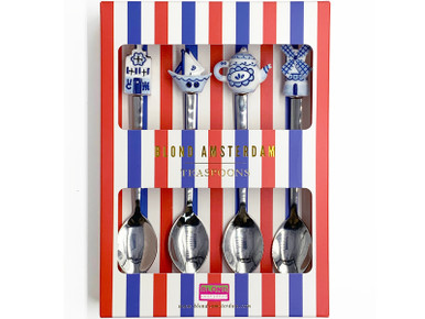 Theelepel set van 4 Delfts Blond