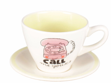 Kop & schotel cappuccino creme/geel