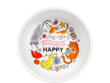 Voerbak rode strepen Happy