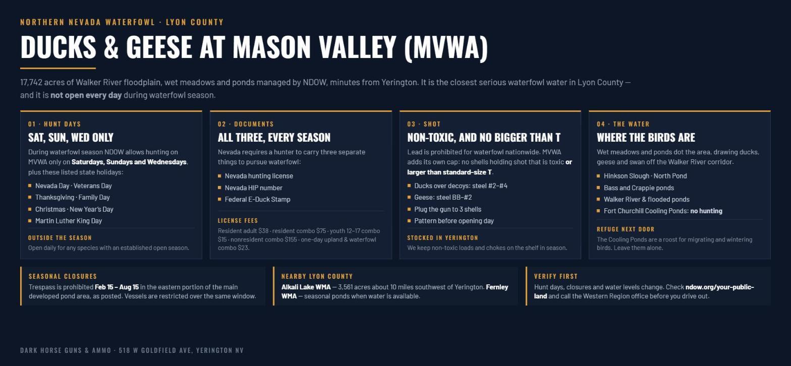Infographic: waterfowl hunting at Mason Valley Wildlife Management Area (MVWA) near Yerington, Nevada