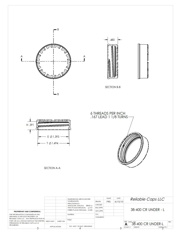 38-400CR Child Resistant Plastic Closure