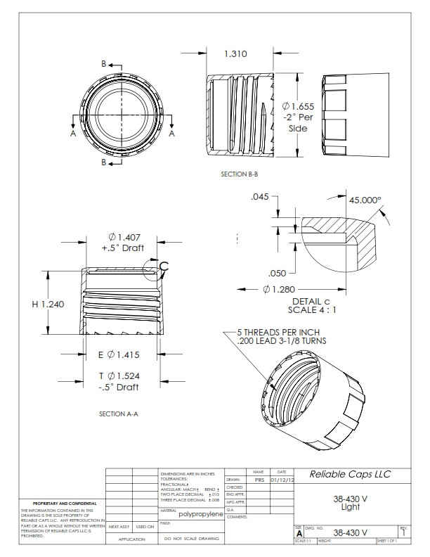 38-430V Plastic Closure