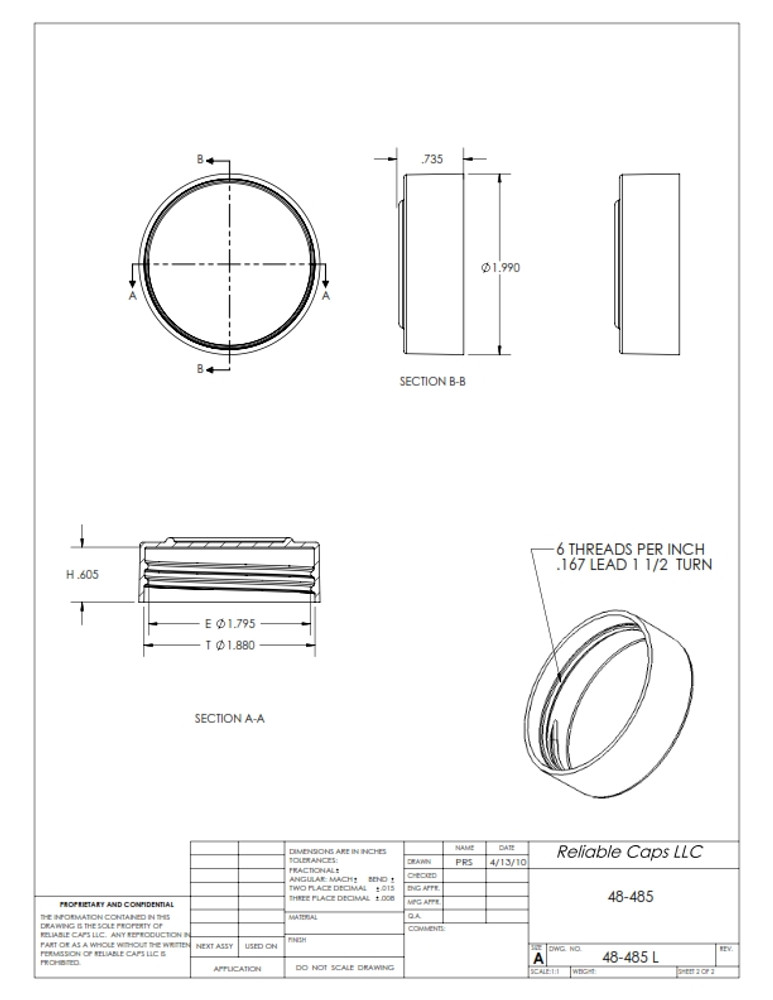 63-485 Straw Hole (Case Count: 525) - Reliable Caps, LLC