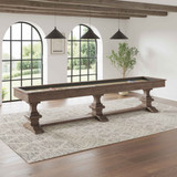 Beaumont Shuffleboard Table | 12 or 14 foot | Silvered Oak Finish | Oak Wood | Plank and Hide | SKU# 11077