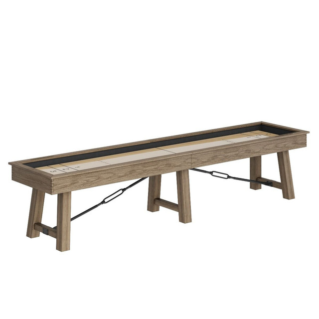 Isaac Shuffleboard Table | 12 foot and 14 foot | Silvered Ash finish | Plank and Hide | SKU# 11052