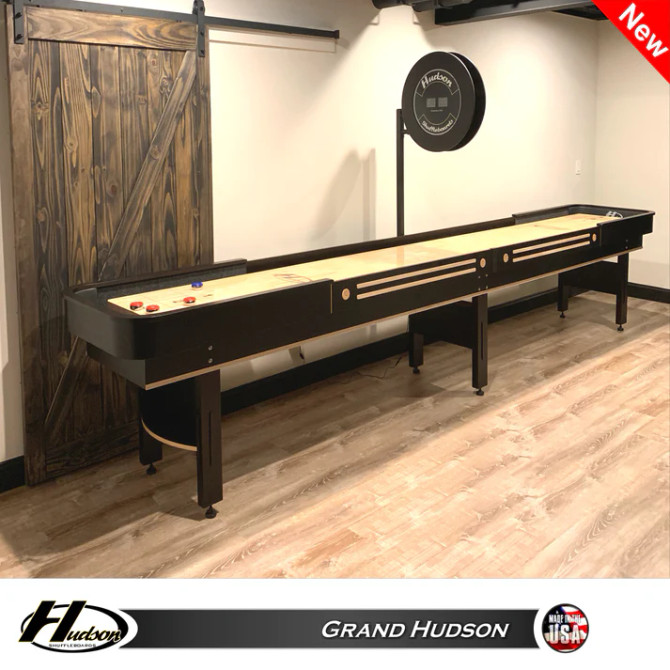 Grand Hudson Shuffleboard | Maple Veneer Cradle / Solid Wood Legs | 9ft - 22ft