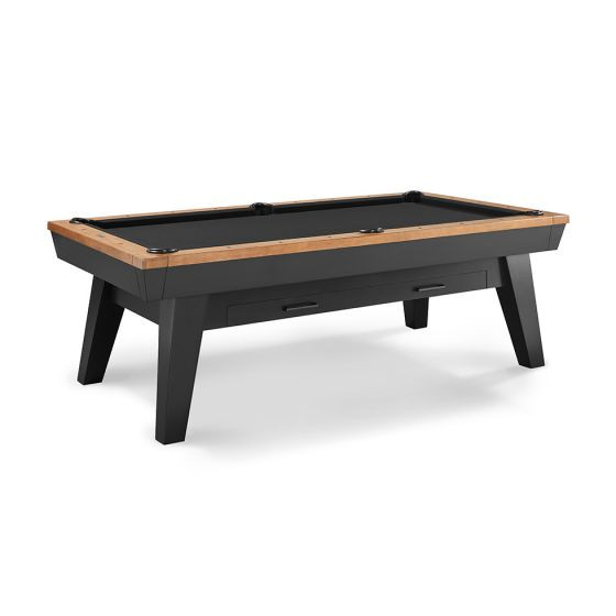 Jensen Pool Table with Accessory Drawer | 8 foot | Black & Pecan | Plank and Hide