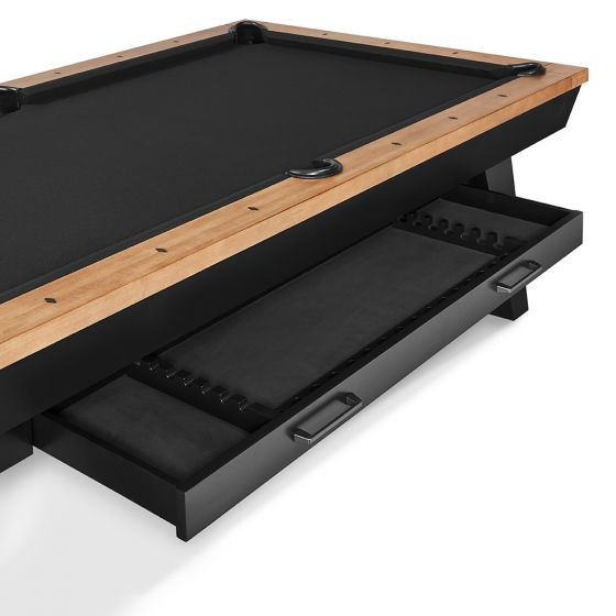 Jensen Pool Table with Accessory Drawer | 8 foot | Black & Pecan | Plank and Hide