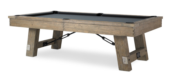 Isaac Pool Table | 7 foot | 8 foot | Silvered Oak | Dining Top | Plank and Hide | P&H| SKU #11051