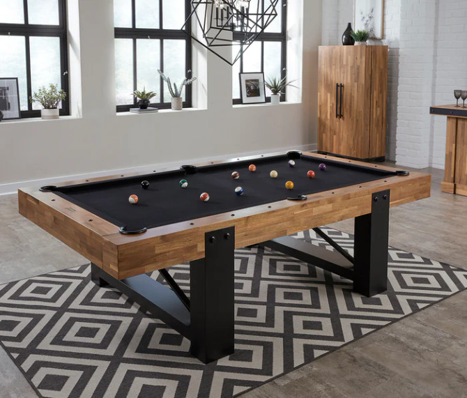Knoxville Pool Table | 8 Foot | Acacia &Matte Black | American