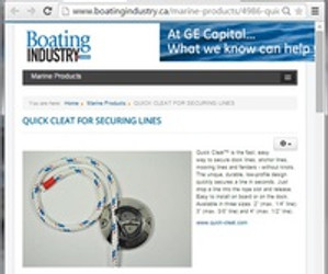 QUICK CLEAT featured in Boating Industry magazine