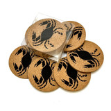 Blue Crab Round Cork Coasters s/6