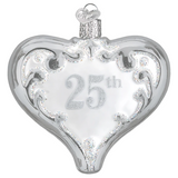 25th Anniversary Silver Heart ornament