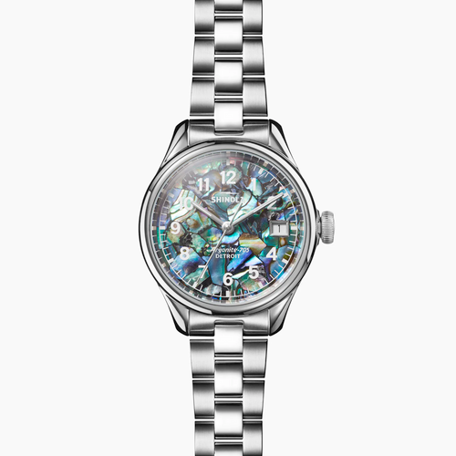 Shinola Vinton 3HD 32mm Abalone dial silver bracelet