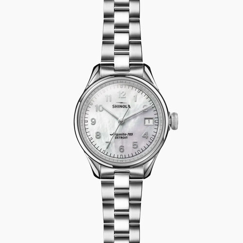 Shinola Vinton White MOP dial 3HD 32mm Silver Bracelet