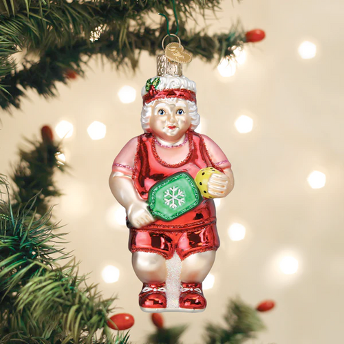 Pickleball Mrs Claus ornament