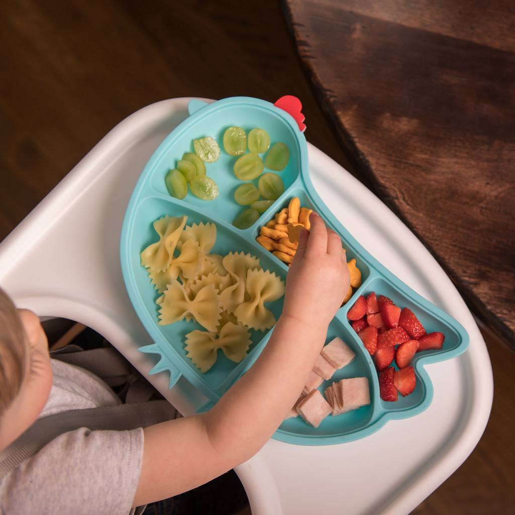 DIN DIN SMART Silicone Suction Divided Chicken Plate (Multiple Colors)